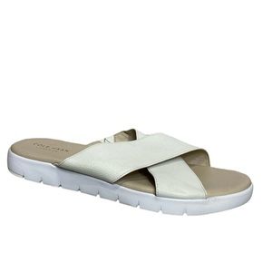 COLE HAAN Grand .os White Leather Sandals Shoes Slides sz 9B Excellent